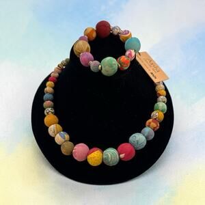 NEW ANJU AASHA Wrapped Bead Necklace Hope Empowering Women + Bracelet